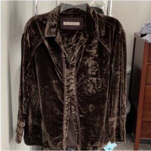 We The Free Plush Velvet Shirt in Dark Brown
